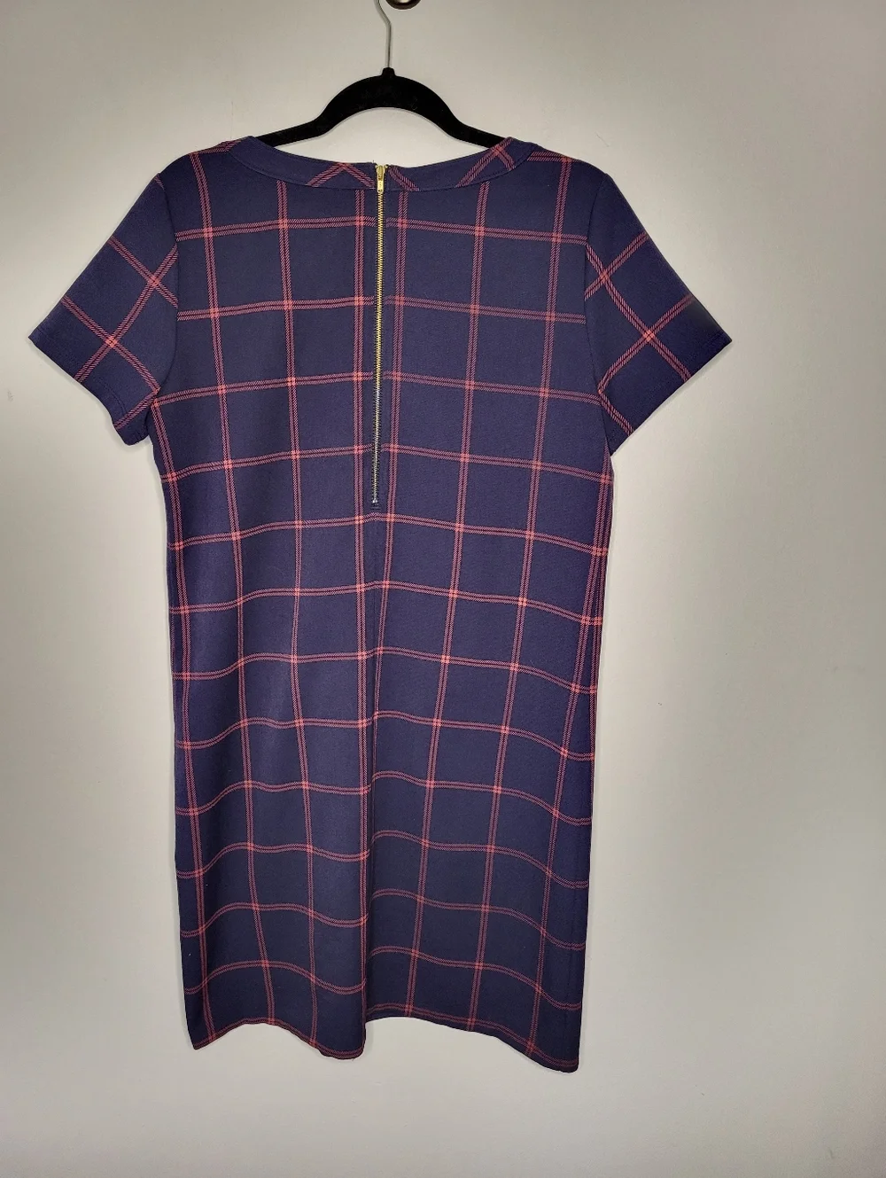 J.Crew Pocket Shift Dress Size 6 Blue Red Windowpane Plaid Preppy Nautical